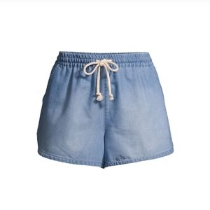 No Boundaries NWT Juniors Tie Front Chambray Shorts Light Wash 574 575